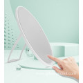 LED cosmetic trifold makeup oval mirror with light
